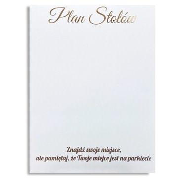 PLAN STOŁÓW TABLICA POWITALNA ŚLUB WESELE 75x55 cm BIAŁY ZŁOTY XL