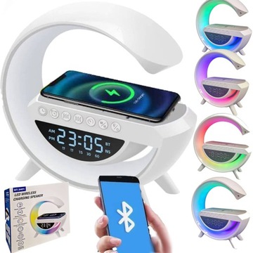 Nowoczesna Lampka z Ładowarką Indukcyjną Bezprzewodową i Głośnik Bluetooth