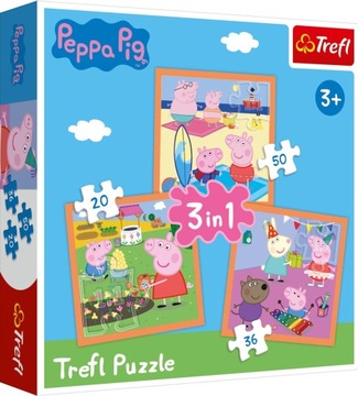 Trefl PUZZLE 3w1 Pepa ŚWINKA PEPPA Układanka 3in1