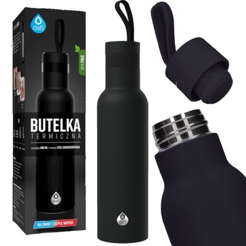 Czarny Bidon DAFI EASY kubek termiczny butelka termiczna do szkoły 490 ml