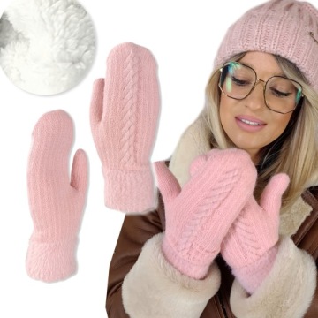 DAMSKIE NORWESKIE RĘKAWICZKI GRUBE CIEPŁE OCIEPLANE miśkiem Futerko KOLORY