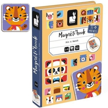 MAGNETYCZNA UKŁADANKA Zwierzątka Magnesy Magnetibook JANOD Kot Panda Tygrys