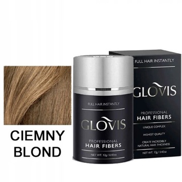 Włókna GLOVIS 12g Ciemny Blond Skuteczne Zagęszczanie Przerzedzone Włosy