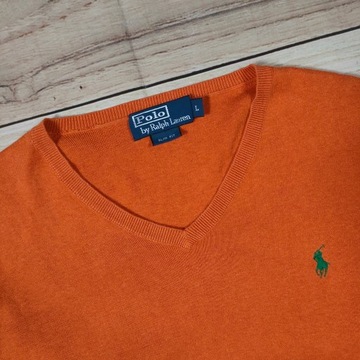 POLO RALPH LAUREN Sweter Pima Cotton Slim Fit Męski Logo r. L