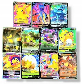 Карты Pokemon, 10 пакетиков, набор из 100 карт, бесплатная подарочная золотая карта