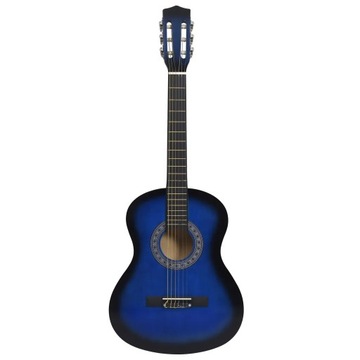 vidaXL Gitara klasyczna dla początkujących z torbą, niebieska 3/4, 36