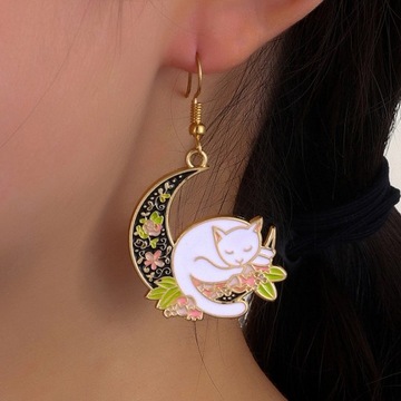 СЕРЬГИ MOON HUG CAT СЕРЬГИ ЛУНЫ ЖЕНСКИЕ СЕРЬГИ