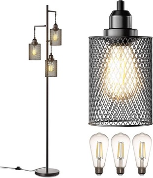 LAMPA PODŁOGOWA NOWOCZESNA CZARNA E27 170cm