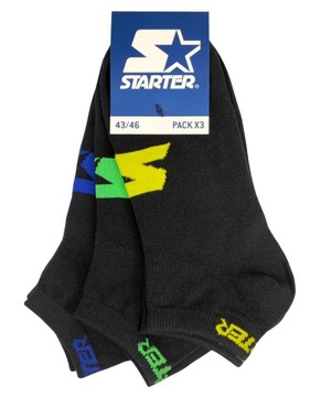 Czarne skarpetki stopki męskie kolorowe logo 3-pak STARTER 43-46