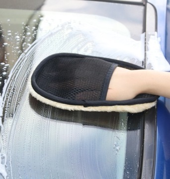 Rękawica do mycia polerowania samochodu auta wełniana