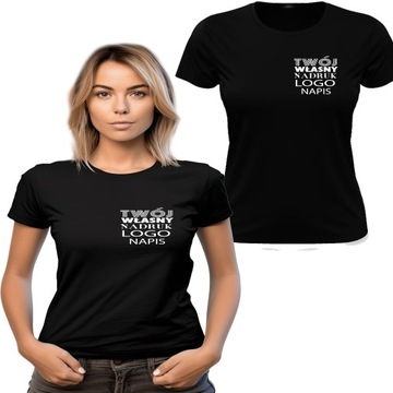 KOSZULKA T-SHIRT DAMSKA Z WŁASNYM NADRUKIEM LOGO NAPIS MAŁE LOGO roz.M