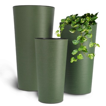 НАБОР 3x ЦВЕТОЧНЫЙ ГОРШОК ВСТАВКА ДЛЯ ЦВЕТОЧНОГО ВАЗА ПОДСТАВКА ДЛЯ ЦВЕТОВ ВЫСОКИЙ САД ЗЕЛЕНЫЙ 57см
