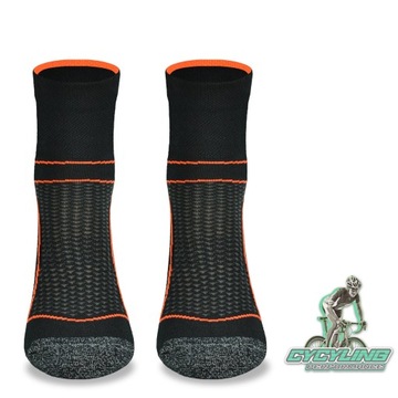 Skarpety rowerowe BIK1 DryTex – czarnopomarańczowe