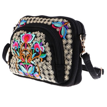 Torebka damska z haftem w stylu vintage Haft w kwiaty