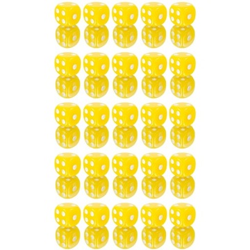 ZESTAW 25 KOSTEK K6 RPG KOŚĆ SZEŚCIOŚCIENNA ŻÓŁTA 1,6 CM