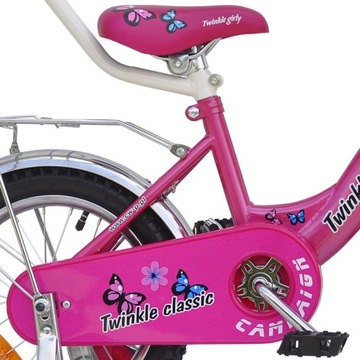 14-дюймовый велосипед TWINKLE Classic PINK/Chrome + направляющая, корзина, багажник
