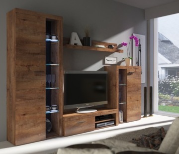 Meblościanka RUMBA meble do salonu komoda witryna