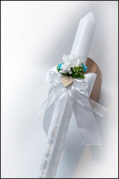 КРЕЩЕННАЯ СВЕЧА РУЧНОЙ ОТДЕЛКИ, КРЫШКА-КАПЕЛЬНИК, КОРОБКА