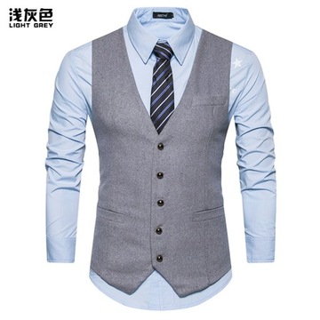New Slim fitting Man Suit Vest Men's Woolen Vest C