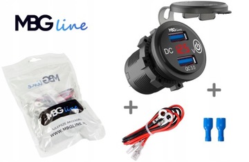 Зарядное устройство для мотоцикла 2x USB QC3.0 вольтметр 3A C