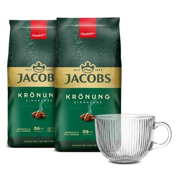 Kawa ziarnista Jacobs Krönung 2x 1kg + filiżanka ryflowana 450 ml