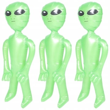 Dmuchany Balon Ufo Figurki Kosmitów Zielony 3 Szt