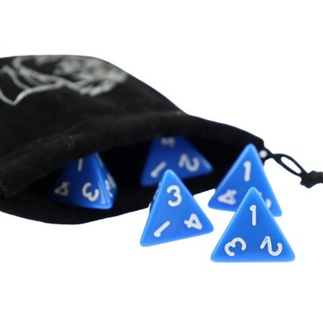ZESTAW 5 KOSTEK K4 RPG NIEBIESKA KOŚĆ CZTEROŚCIENNA