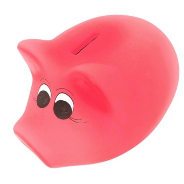 Розовая копилка, большая и вместительная, которую можно разбить.