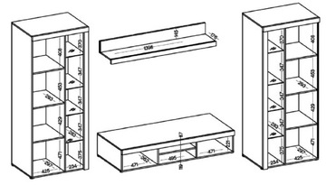 Секция + Комод + Шкаф 3D мебель для гостиной RUMI XL дуб Лефкас