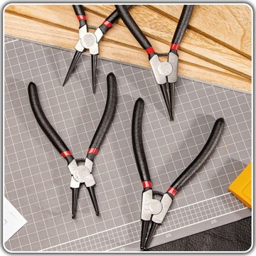 Набор плоскогубцев для колец Seger, 7 дюймов, 180 мм, 4 элемента, прямые, изогнутые