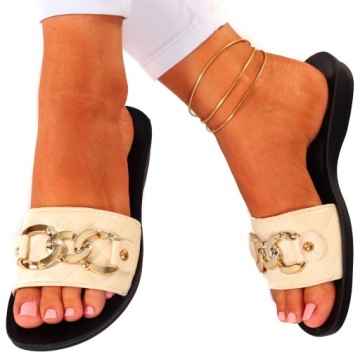 KLAPKI ELEGANCKIE DAMSKIE NA PŁASKIEJ PODESZWIE