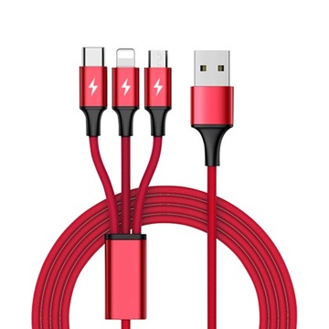 USB - USB 3 в 1 Type C/Lightning/Micro-USB кабель 1,2м Unitek