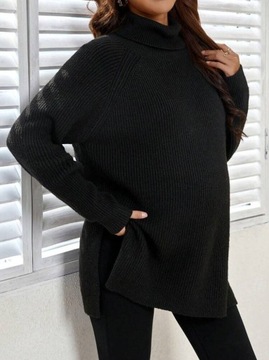 SHEIN Sweter ciążowy z golfem i z rozcięciem L