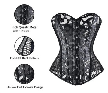 Sexy Mesh Leather Corset Gothic Bustiers Corsets W