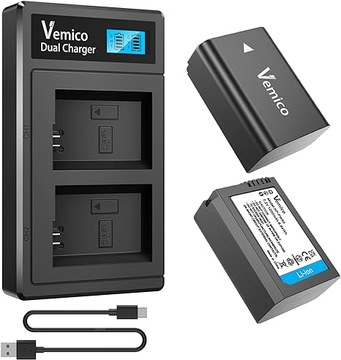 ŁADOWARKA + BATERIE VEMICO NP-FW50 2 X 1200 MAH USB-C DO APARATÓW SONY