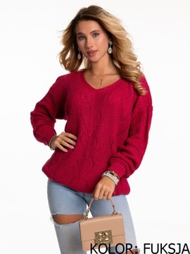 Świetny SWETER DAMSKI Splot Zygzak Dużo Kolorów