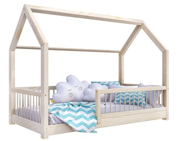 ZORI łóżko domek drewno naturalne 3 cm nogi 70x140