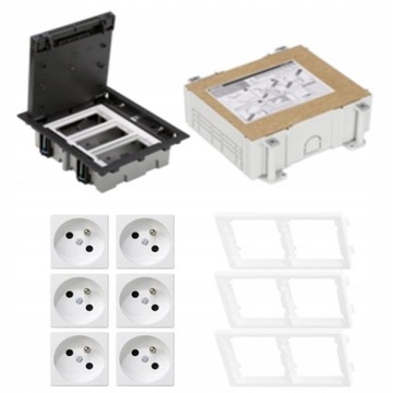 Floor BOX 6 x gniazdo zu puszka podłogowa + kaseta
