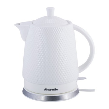 CZAJNIK ELEKTRYCZNY BEZPRZEWODOWY CERAMICZNY KAMILLE 1200 W 1,5 l biały