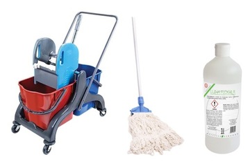 Zestaw sprzątający: Wózek 2x25 + MOP + PŁYN 1L