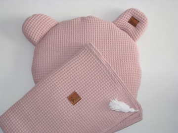 вафельное одеяло + подушка мишка 100% хлопок