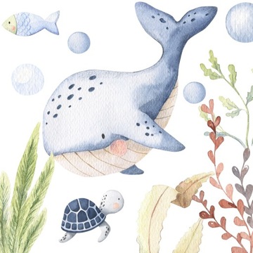 Naklejki ścienne Ocean Żółw Morze Wieloryb100x180