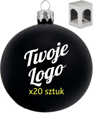 20 szt. Bombka szklana z nadrukiem logo napisem