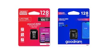 Карта GOODRAM MicroSDXC 128 ГБ, класс 10 UHS-I + адаптер