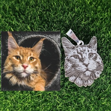 Wisiorek ze zdjęcia TWOJEGO KOTKA kot kotek srebro 925 +PUDEŁKO +GRAWER