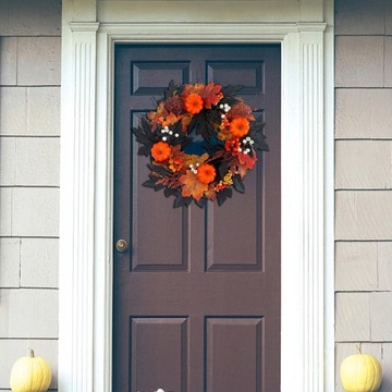 Осенний венок Искусственные тыквы-ягоды 40см