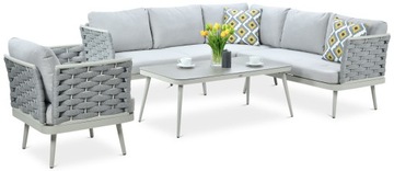 Narożnik meble ogrodowy MARINEL + FOTEL Light Grey