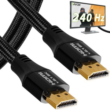 KABEL HDMI 2.1 8K PRZEWÓD ULTRA HIGH SPEED 48Gbps eARC FHD 240Hz VAYOX 1,5m