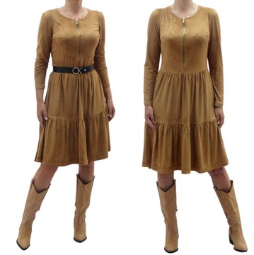 SUKIENKA ZAMSZOWA CARMEL BOHO FALBANY r38 (34-56)