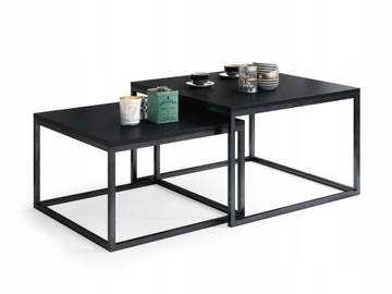 stolik kawowy ława rozkładana loft 2w1 czarny mat